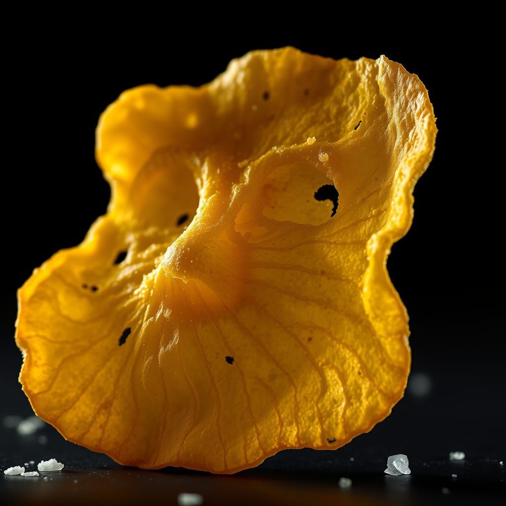 Crunchy Humanoid Potato Chip in Hyperrealistic Style