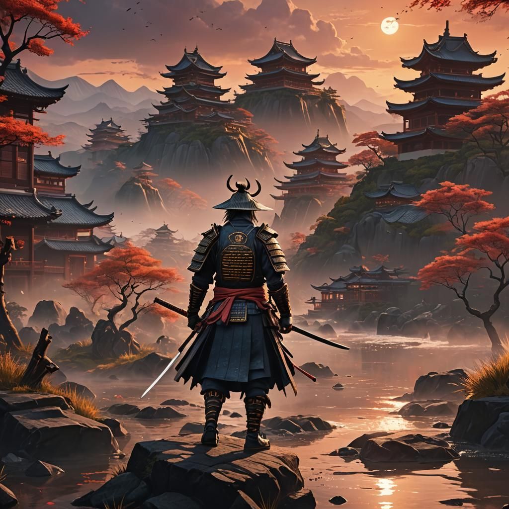 Samurai in Sunset