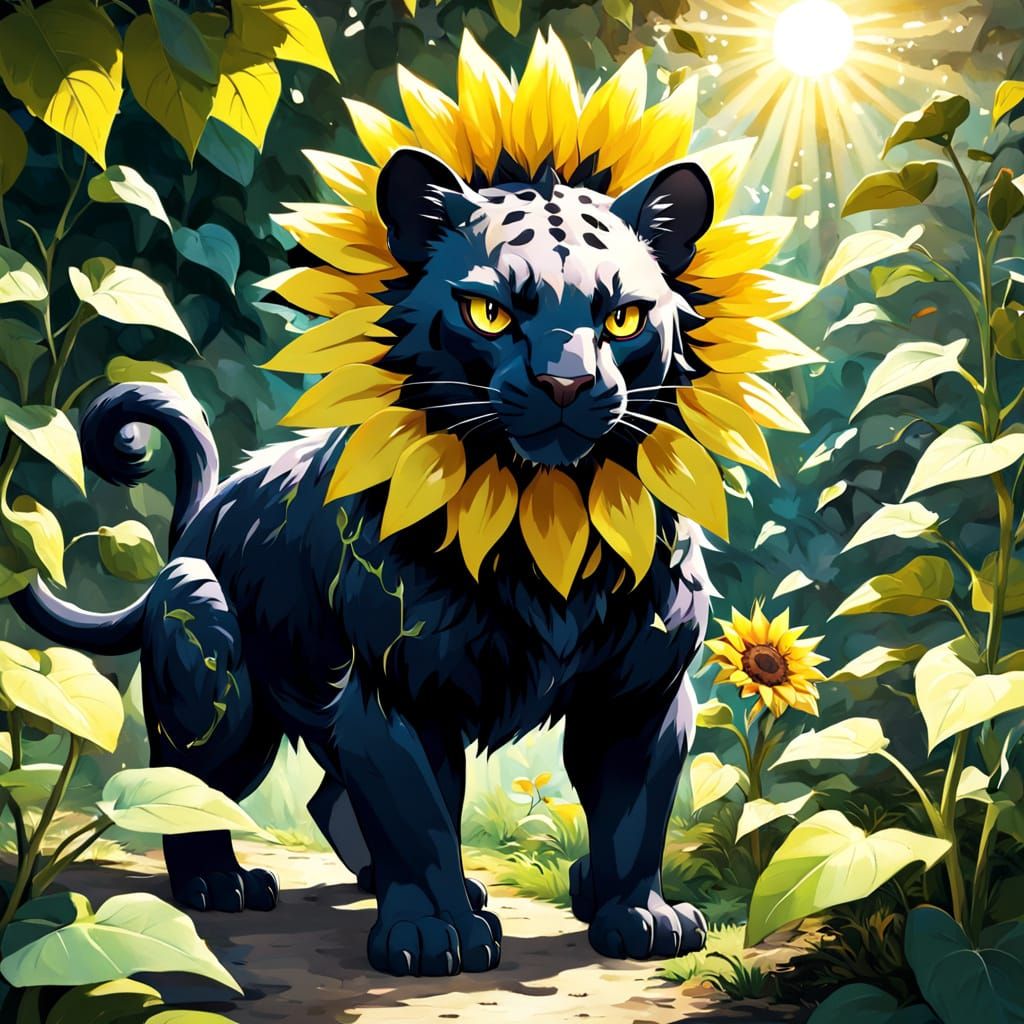 Wild Grass Panther Fakemon in Pokémon Style