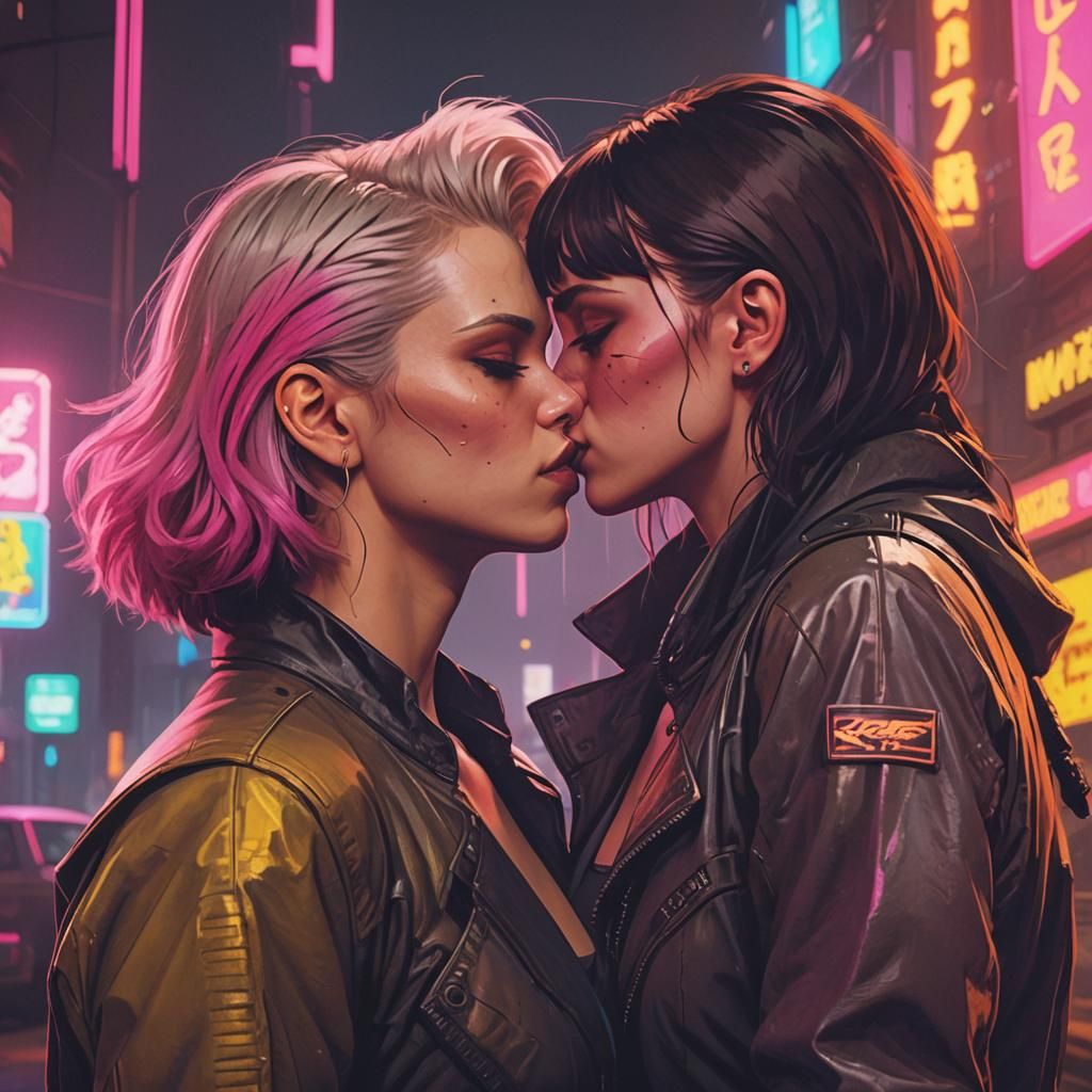 Grunge lesbians kissing