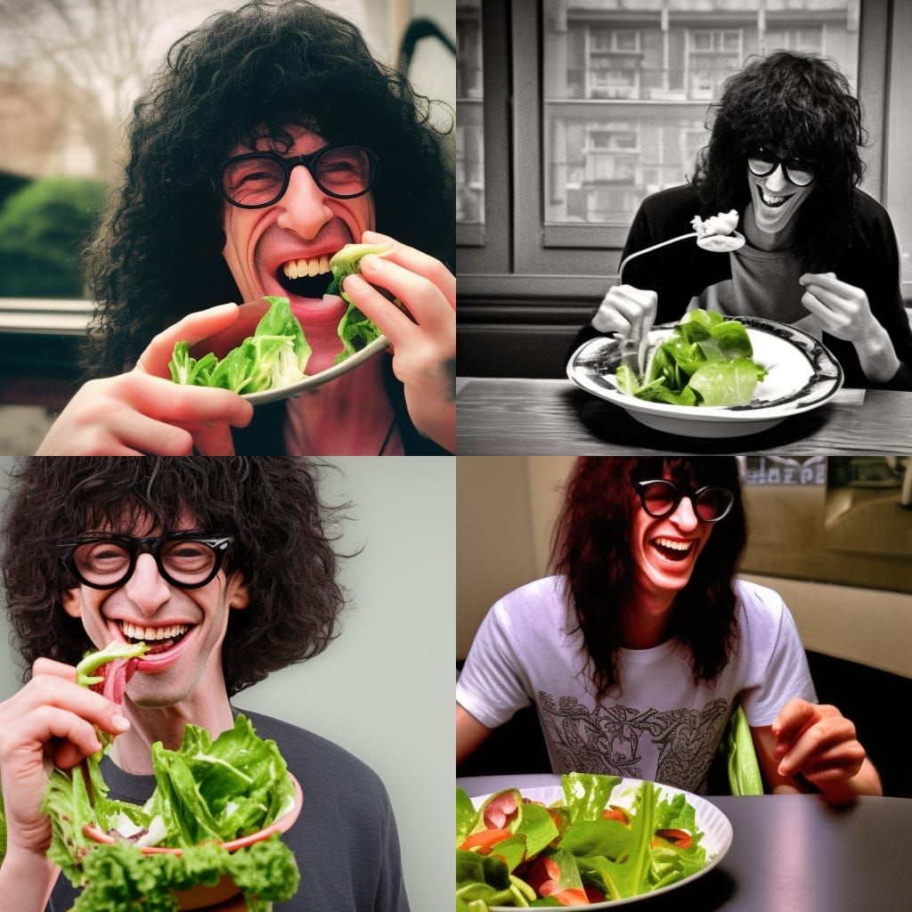 Joey Ramone Laughing and Eating Salad in HDR