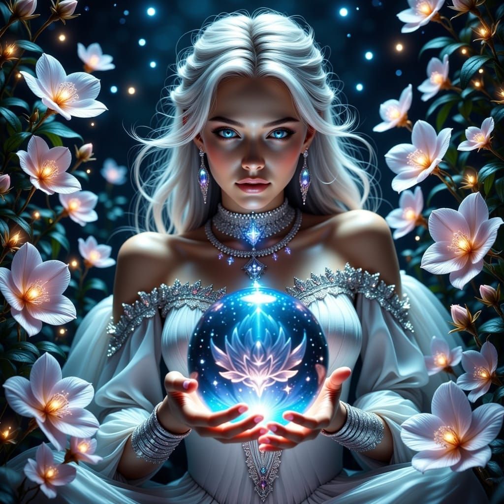 Glowing Goddess in a Secret Moonlit Garden
