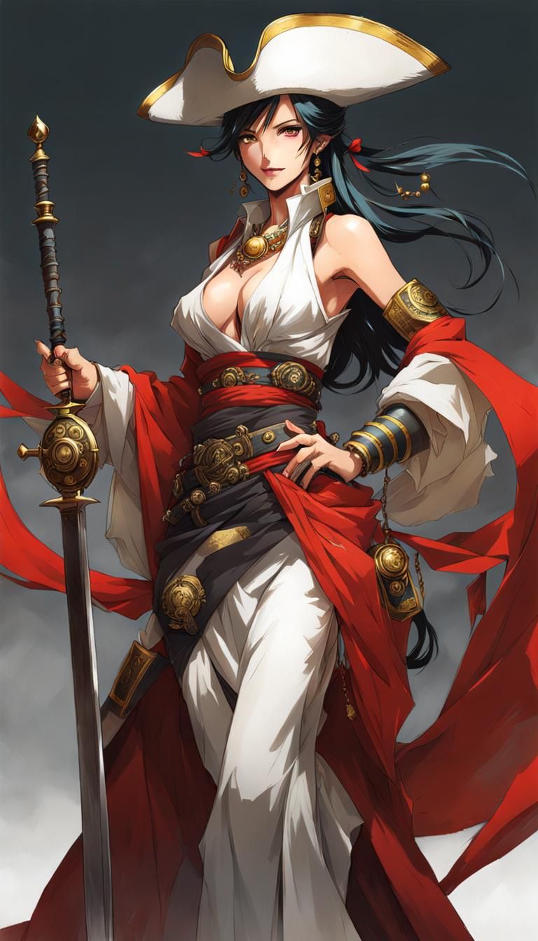 Arabic Pirate Priestess Portrait in Digital Illustration Sty...