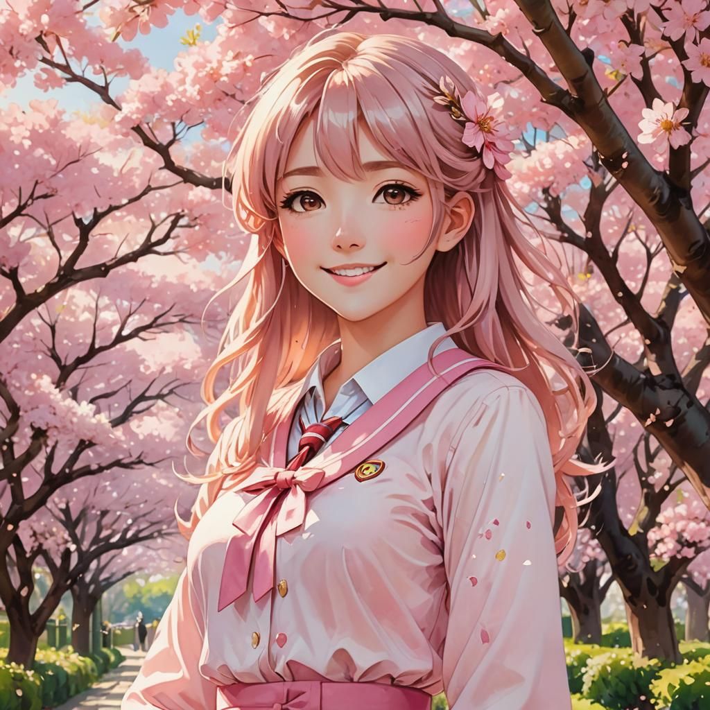 Anime Girl Portrait in Watercolor Style