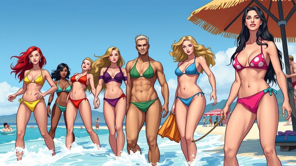 Marvel characters in Bikinis for the Beach