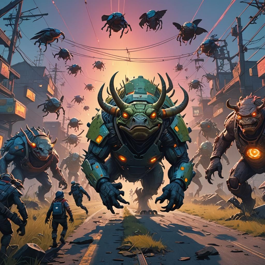 Mutant Band Concept Art in Hyper-Detailed Style