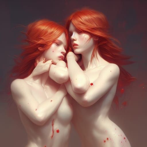 Ginger Nonuplet Sisters in Dark Fantasy Style