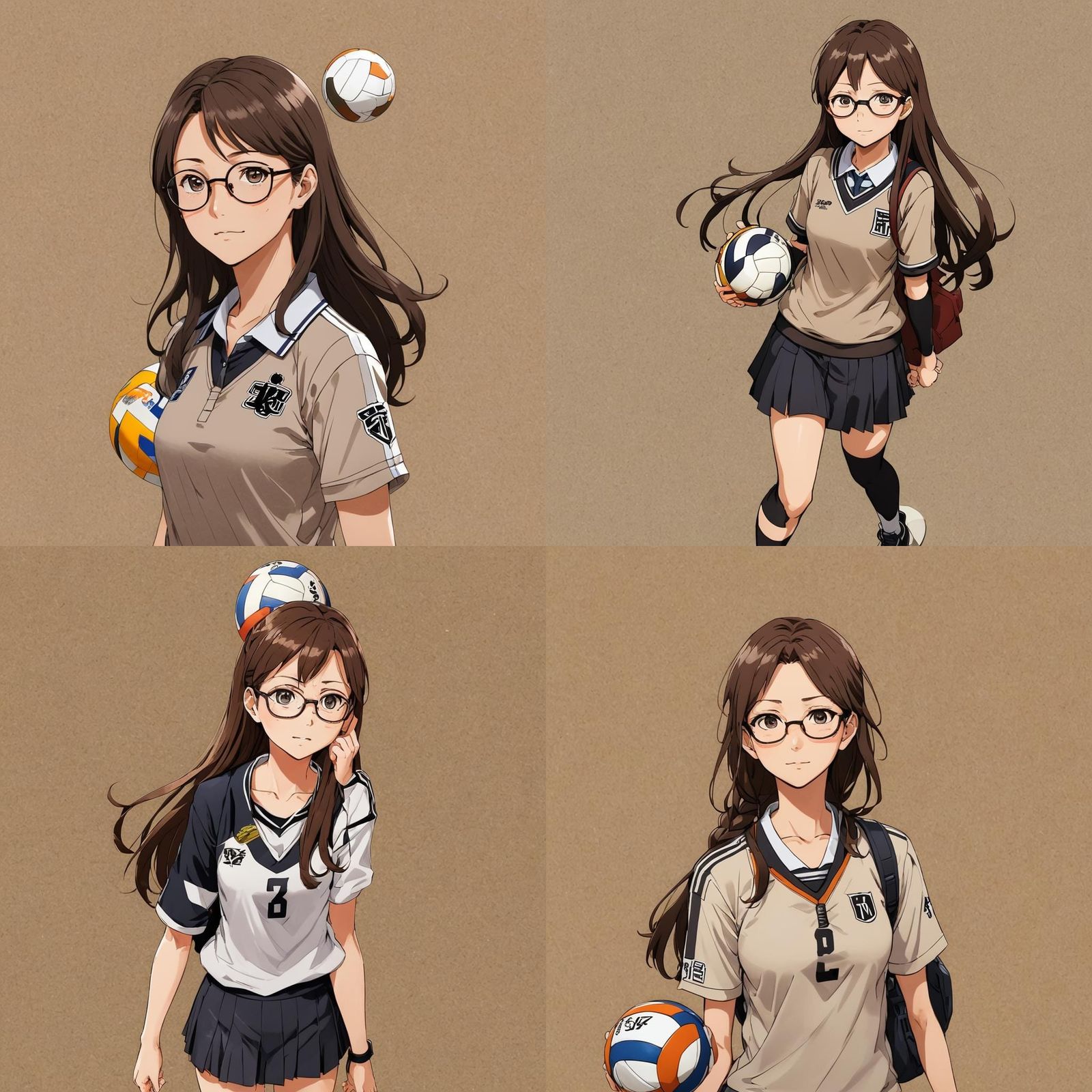 Anime Girl with Volleyball in Manga Style
