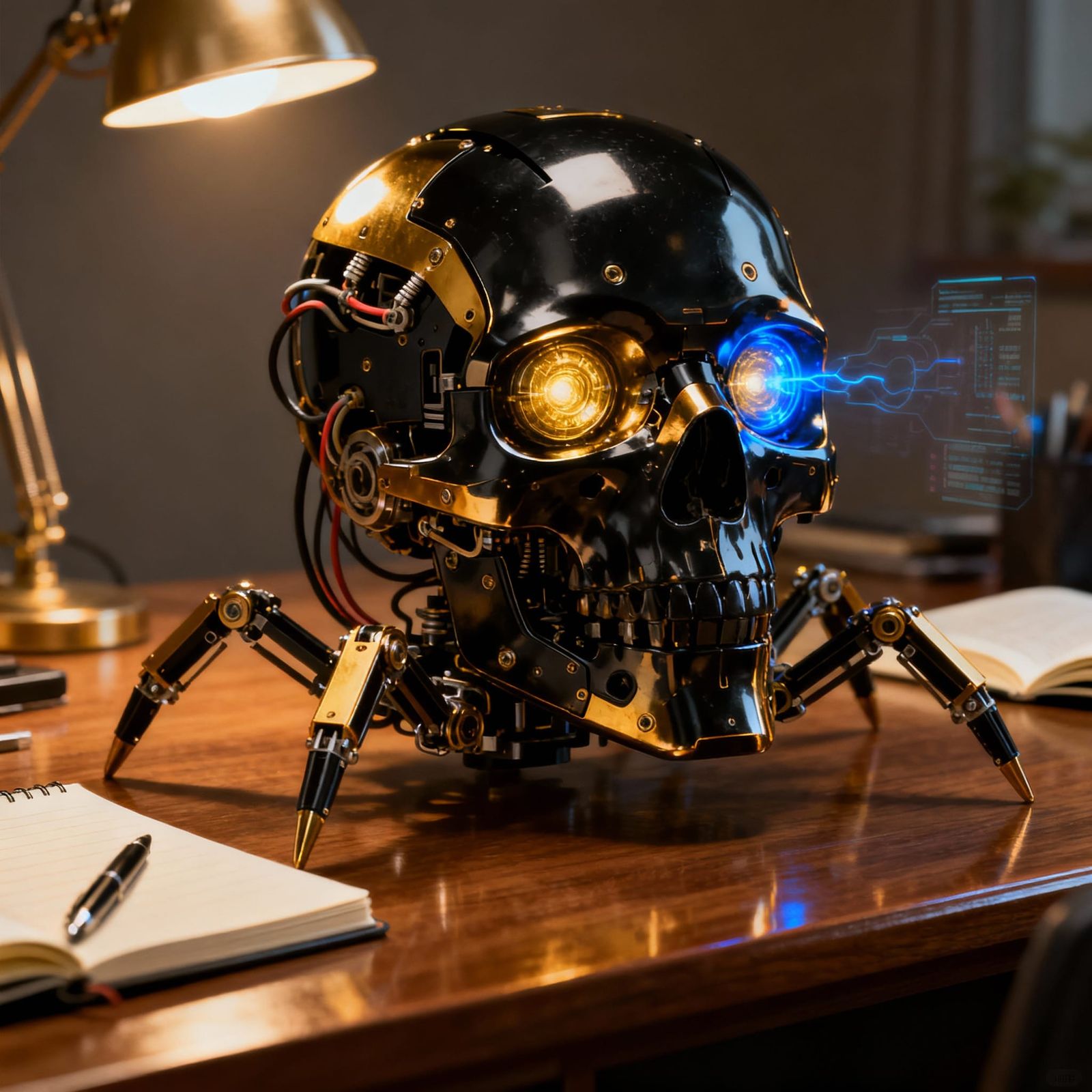 Hyper-Realistic Robotic Skull on a Desk