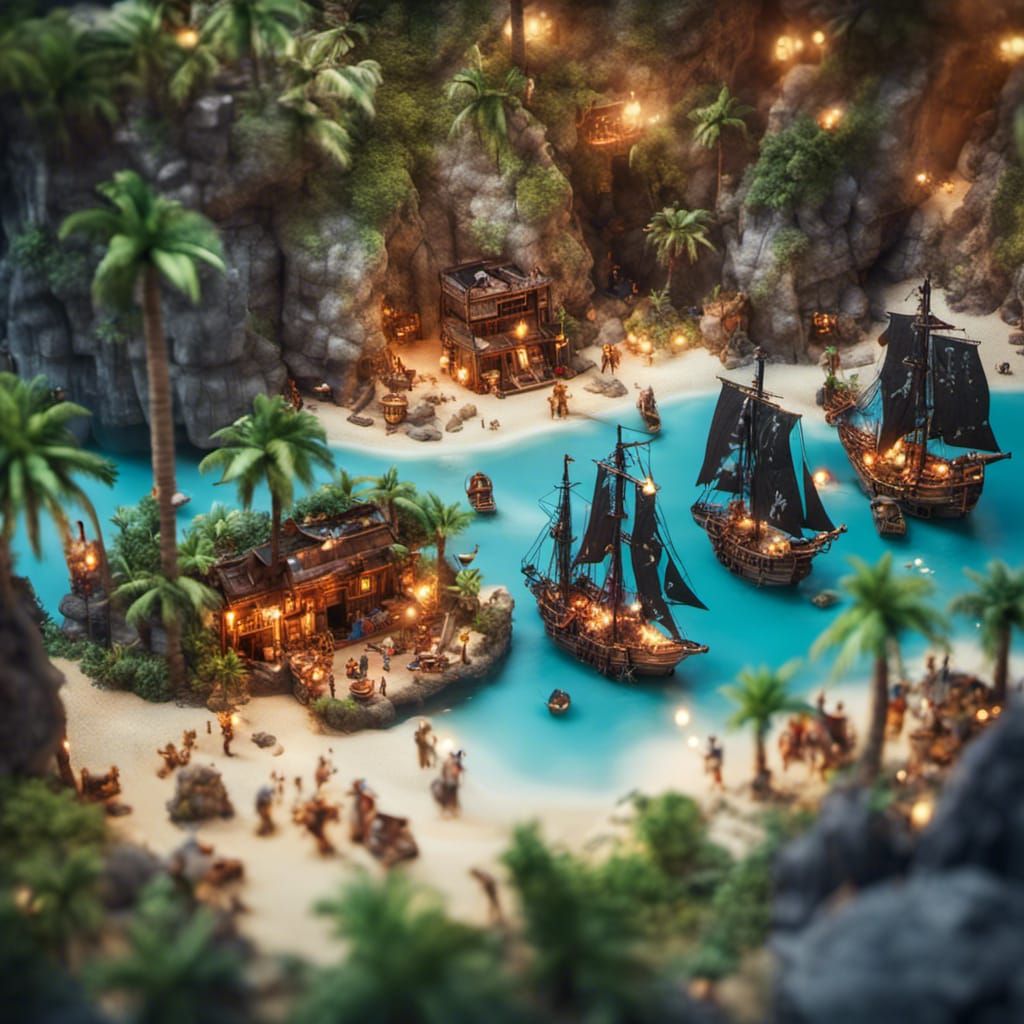 Pirates Party in Stormy Littoral Cave Miniature Photo
