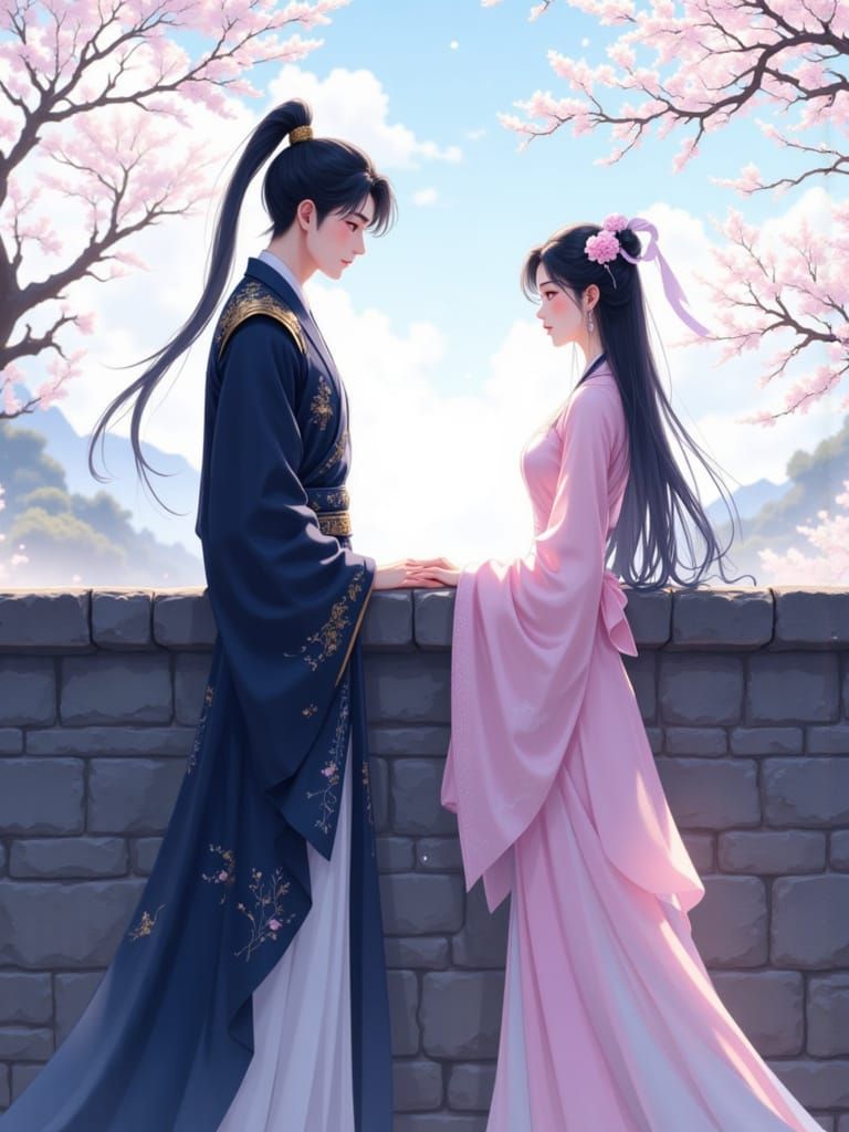 Romantic Couple in Traditional Chinese Aesthetic