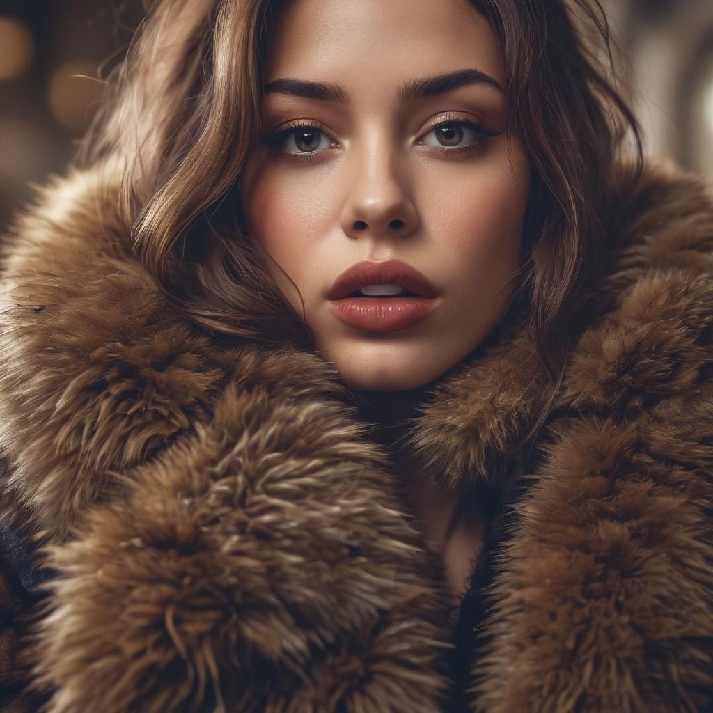 Attractive Woman in Fur Coat: Cinematic Film Still