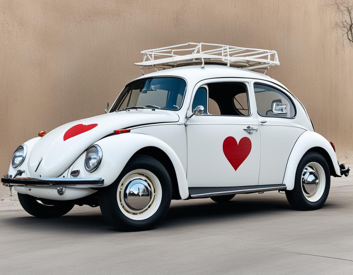 Vintage VW Bug with Heart Art