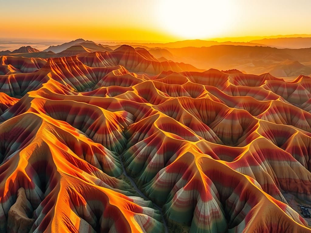 Majestic Zhangye Danxia Landform in China at Sunset