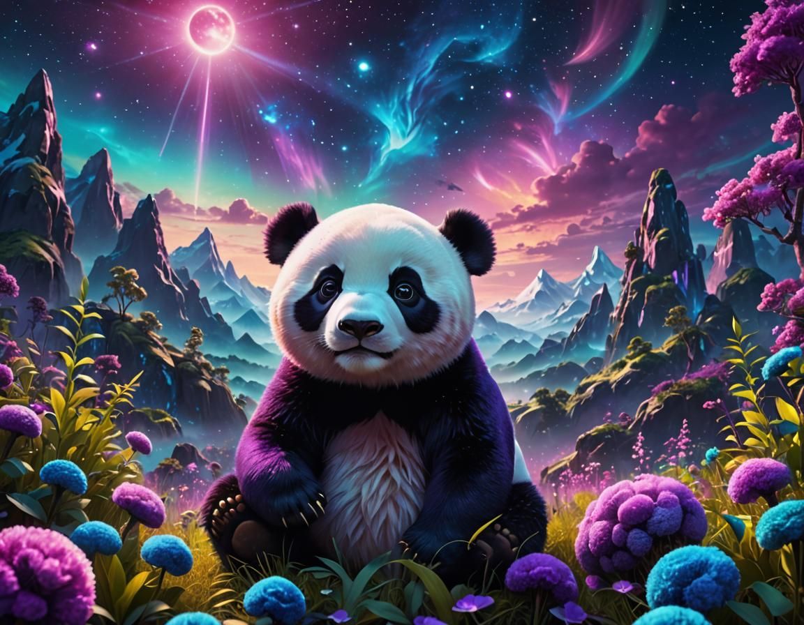 Dreamlike Panda Heaven in 3D Anime Style