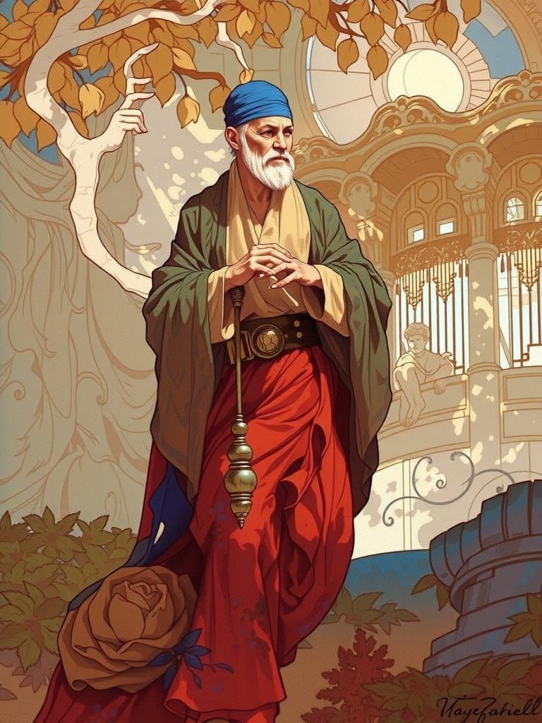 Ethereal Lady in Dreamy Landscape with Shimmering Lake