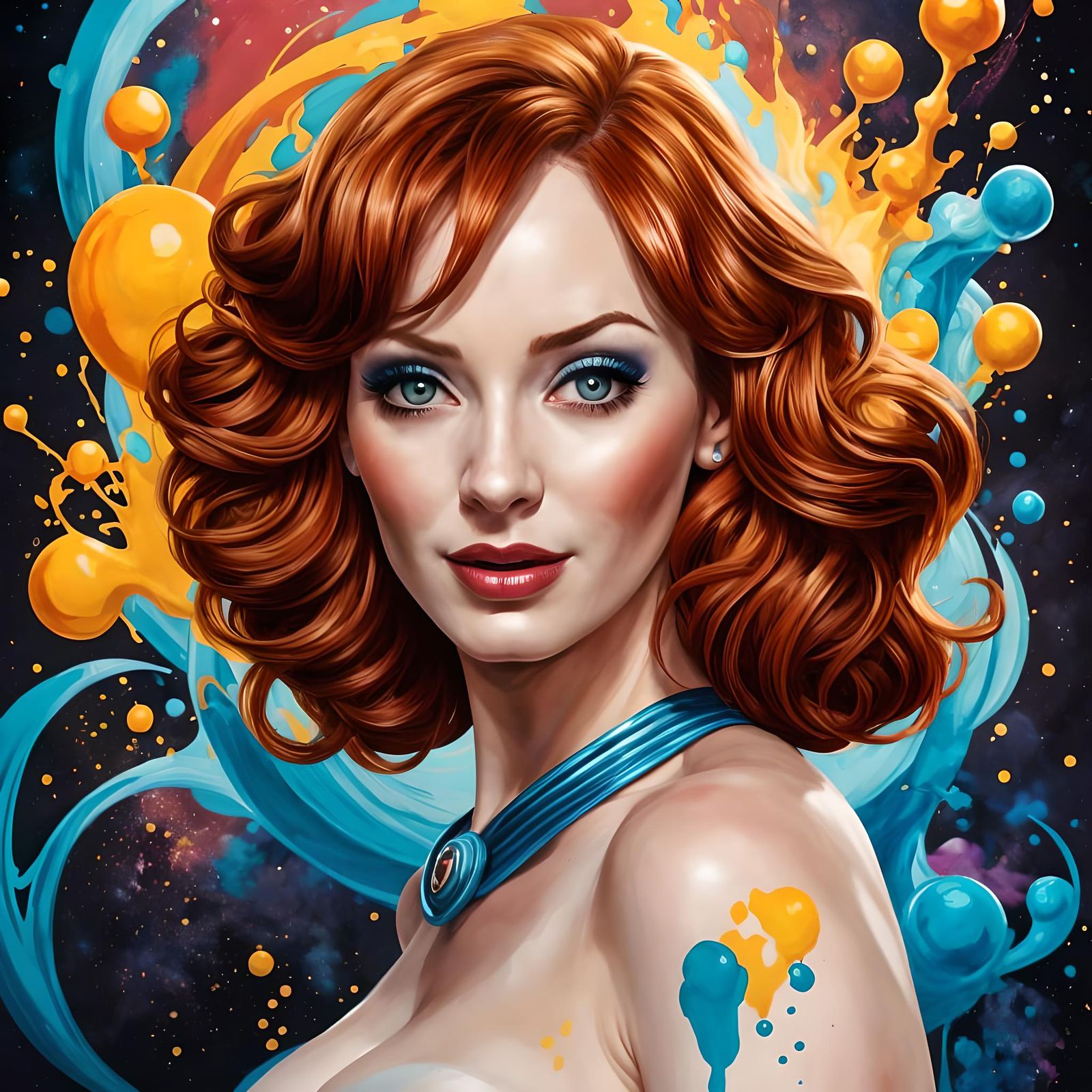 Auburn-Haired Genie in Graffiti Art Style