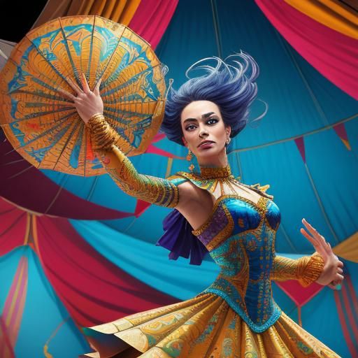 Cirque du Soleil Performer in Flight: Cubist Style