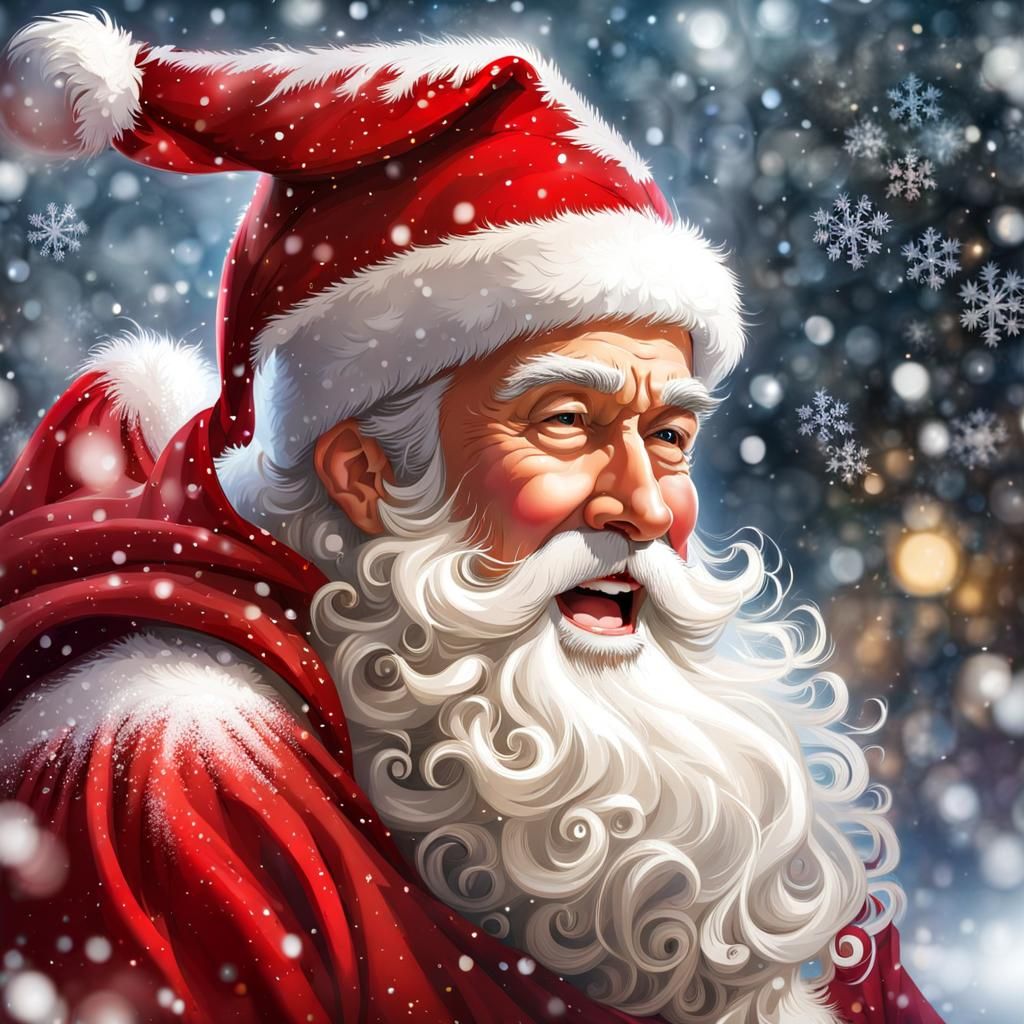 Detailed Image of Happy Santa Claus in Snow