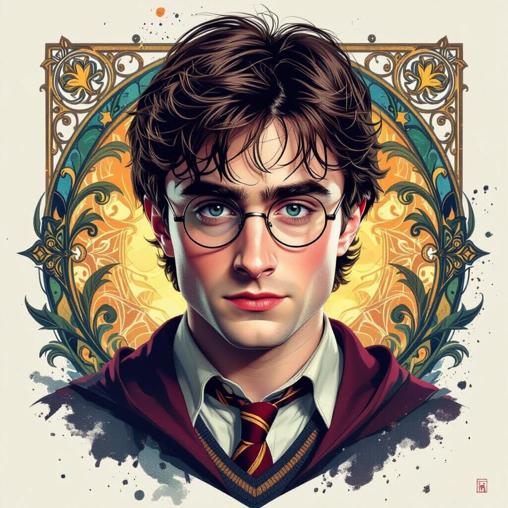 Harry Potter Portrait in Art Nouveau Style