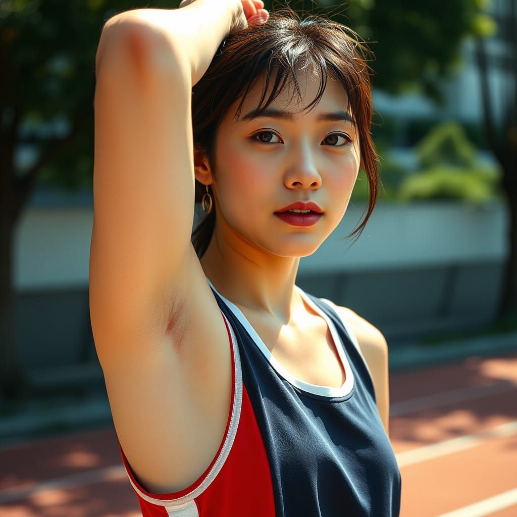 Sweaty Japanese Athlete Reveals Intimate Moment