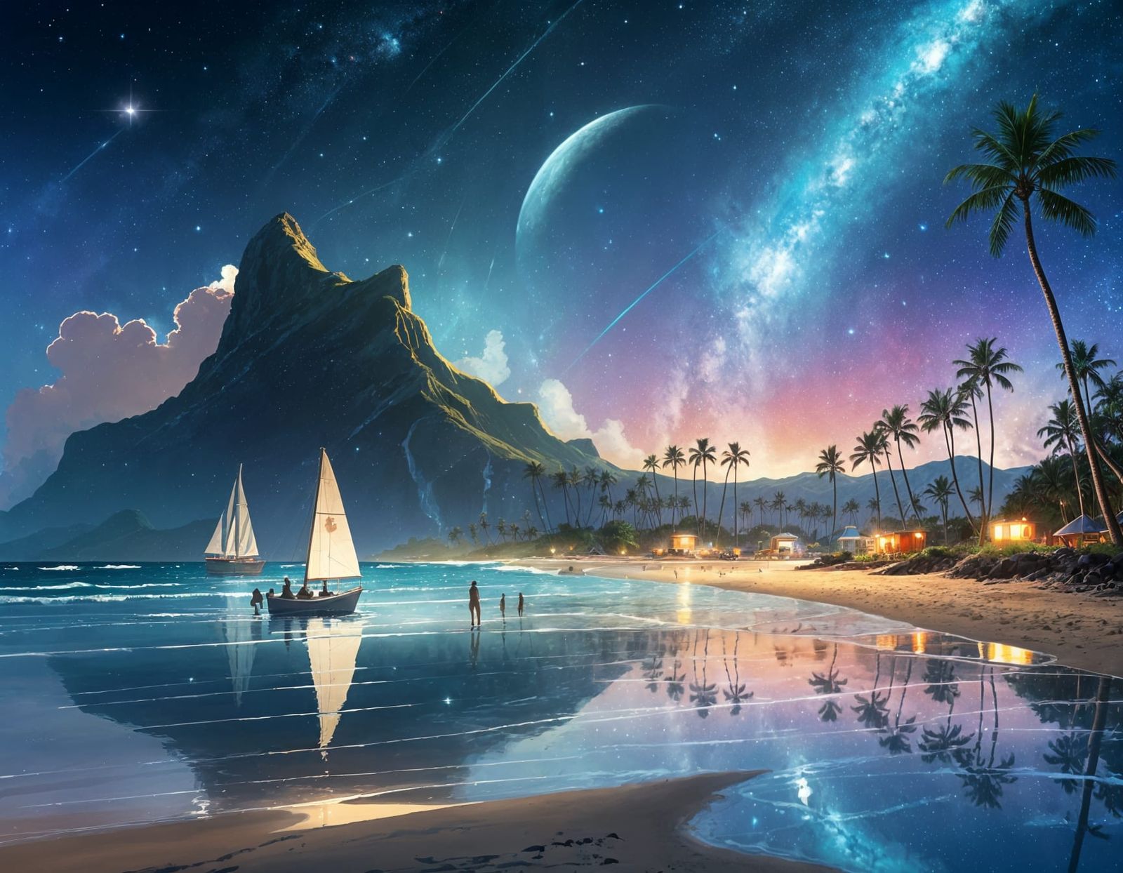Cosmic Beach Harbor at Twilight