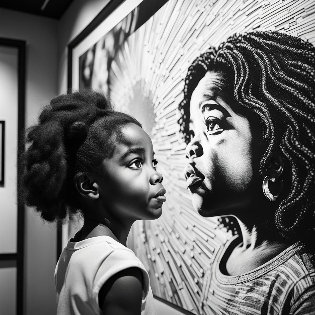 Young Girl Stares at Oprah Drawing
