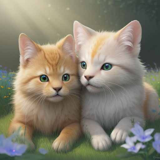 Delicate Baby Animals in Lush Meadow Scene