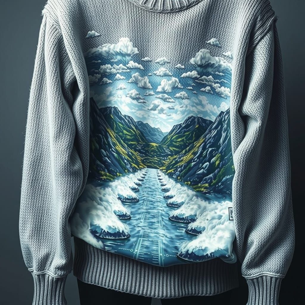 Figure in Front of a Hyper-Realistic Landscape