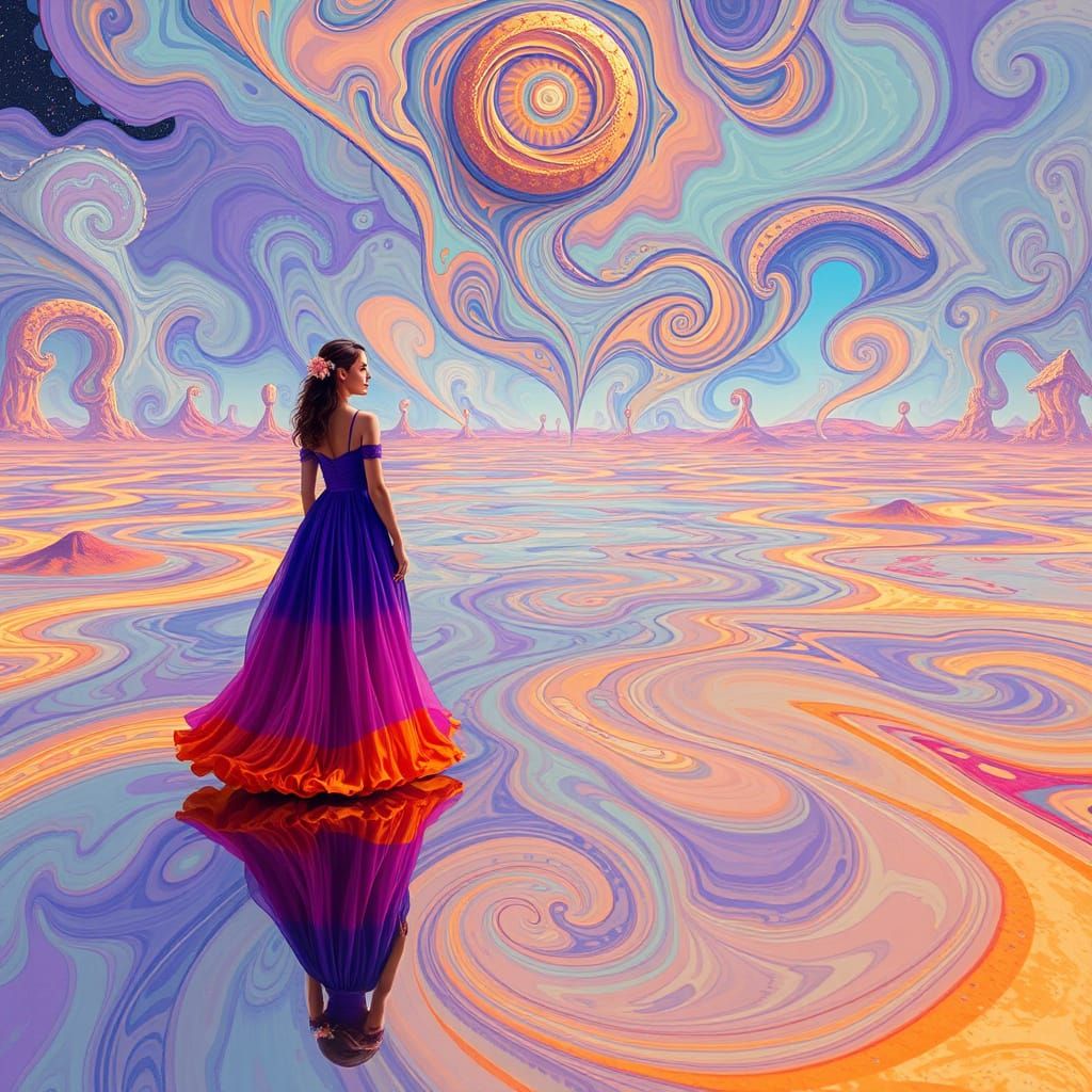 Ethereal Lady Infinity in Vibrant Purple and Orange