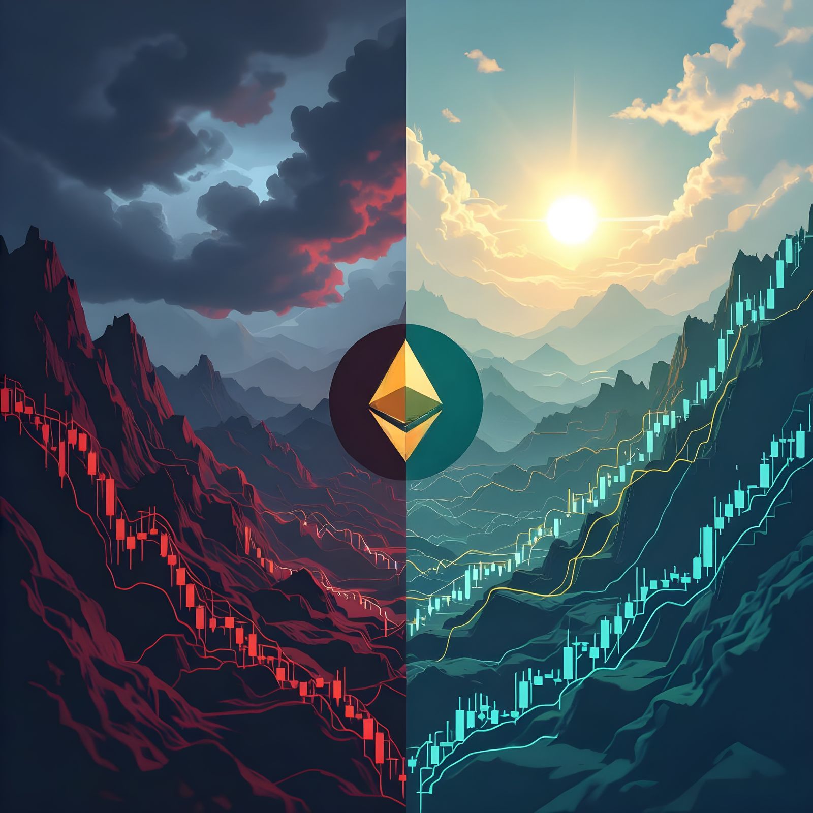 Ethereum Trading Visualization: Bearish vs. Bullish Momentum