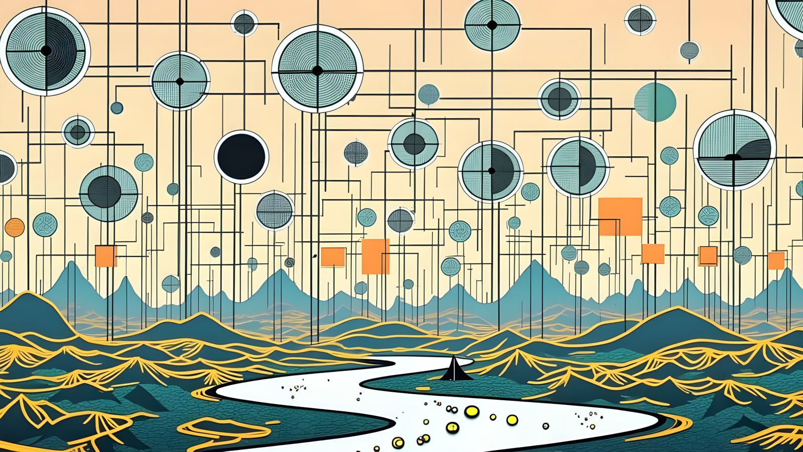 Cosmic Resort: Flow of Time with Occult Glyphs