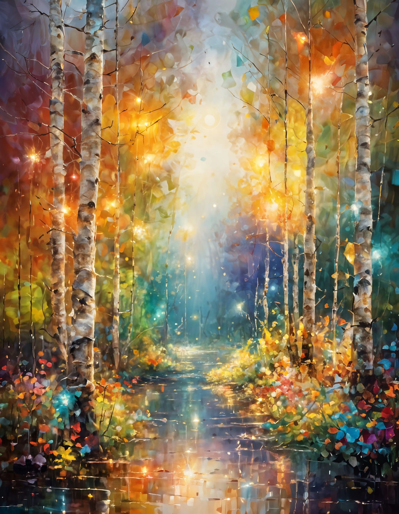 Luminous Forest: An Oil Painting of Light After Rain