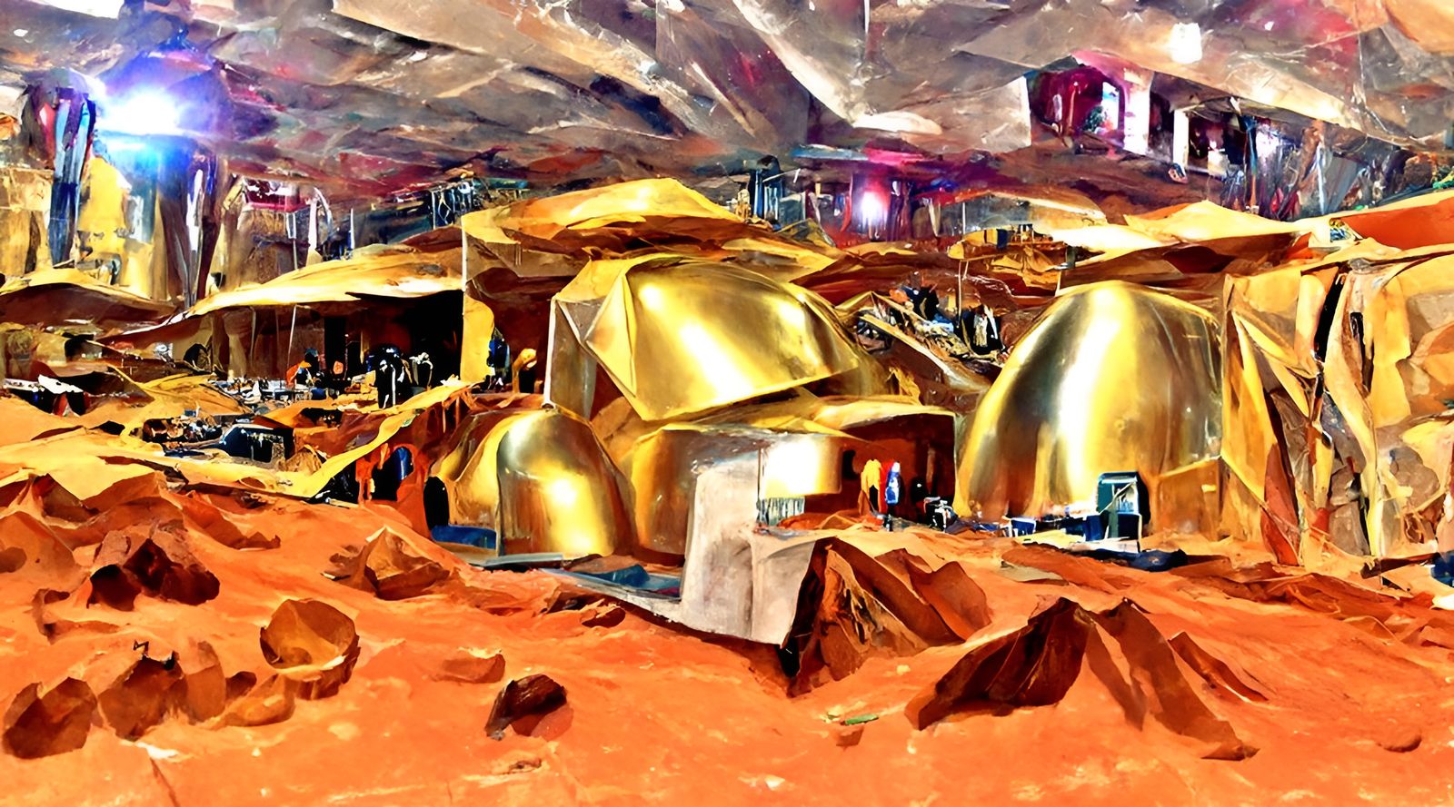 Futuristic Goldmine on Mars in Futurism Style