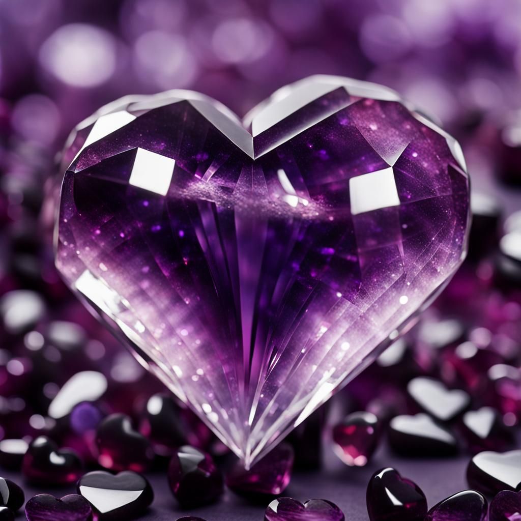 Mystical Purple Crystal Heart Centerpiece