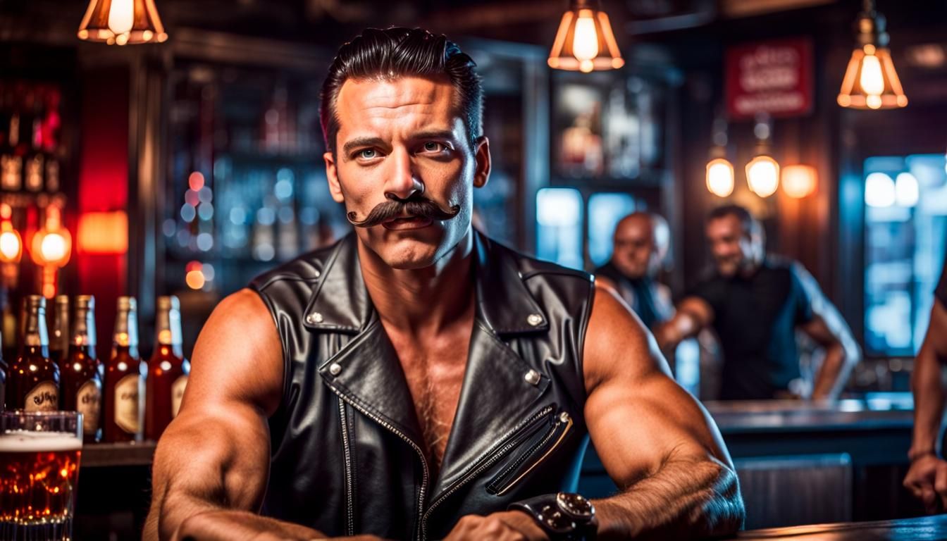 Surreal Bartender in a Dark, Giger-Inspired Nightclub