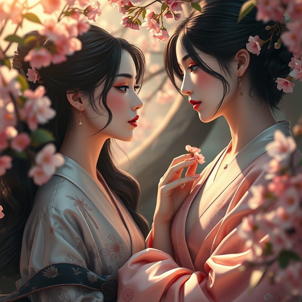 Elegant Asian Goddesses in Enchanted Forest
