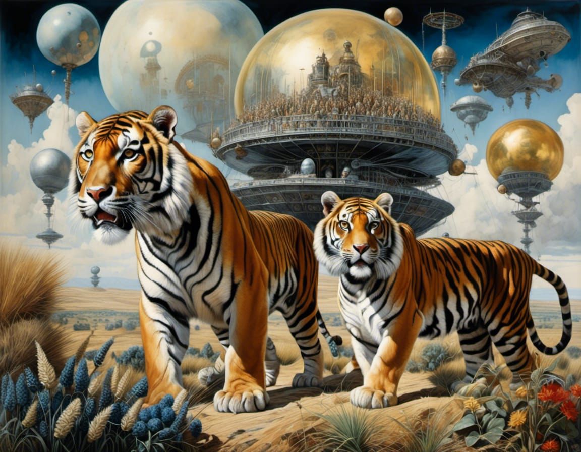 Klingon Bengal Tiger in Surreal Watercolor Style