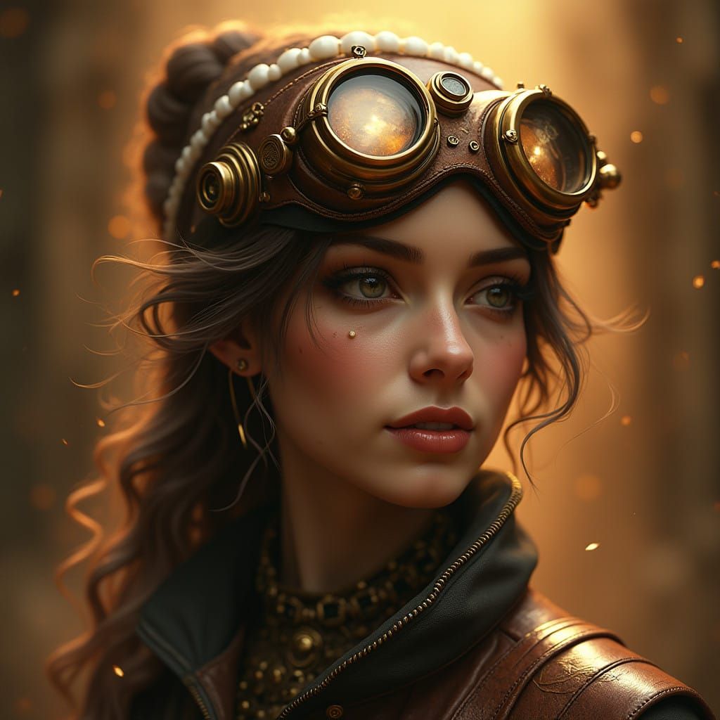 Elegant Steampunk Gentleman in Golden-Brown Regalia