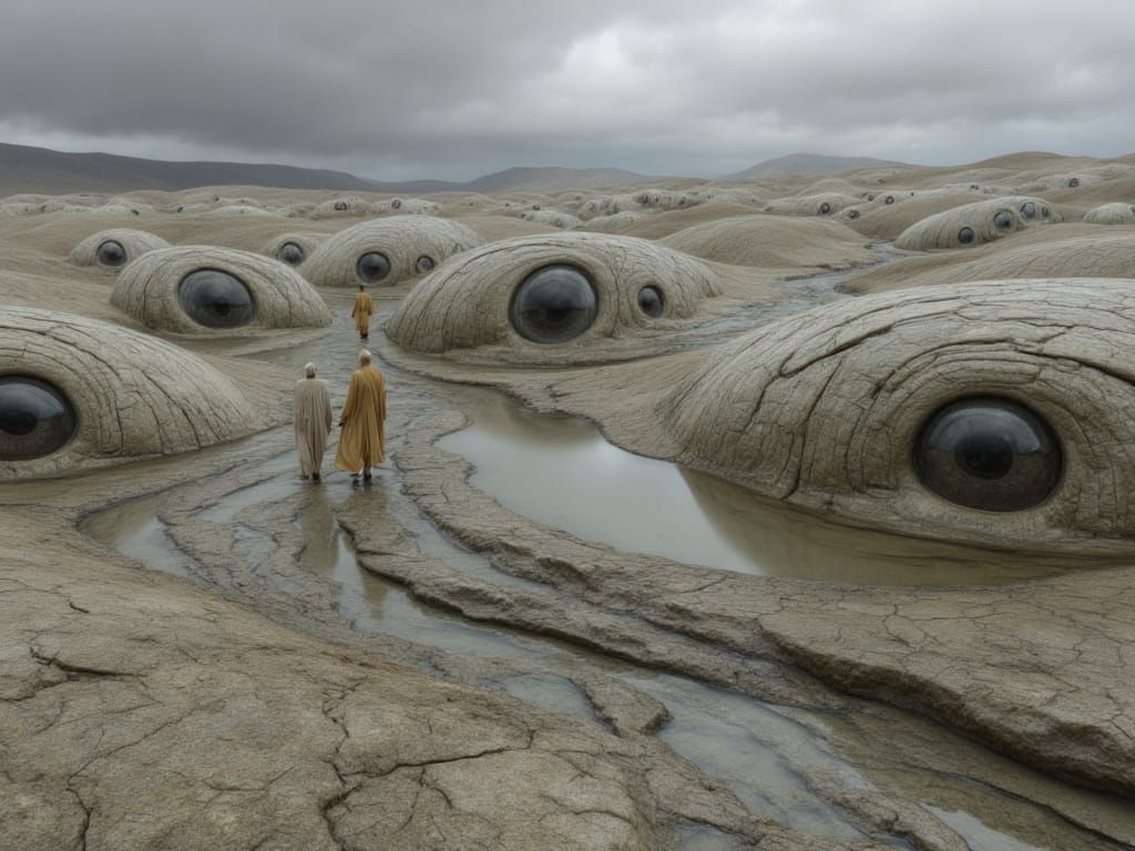 Mythic Photo-Surrealist Landscape with Ancient Eyes