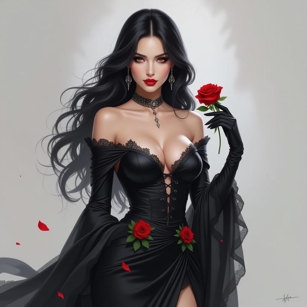 Dark Fantasy Beauty: A Vision of Passion and Love