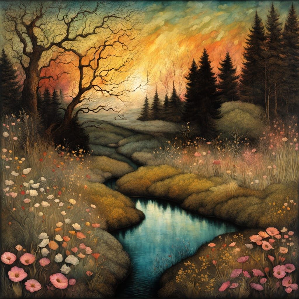 Ethereal Evening in a Serene Arboretum