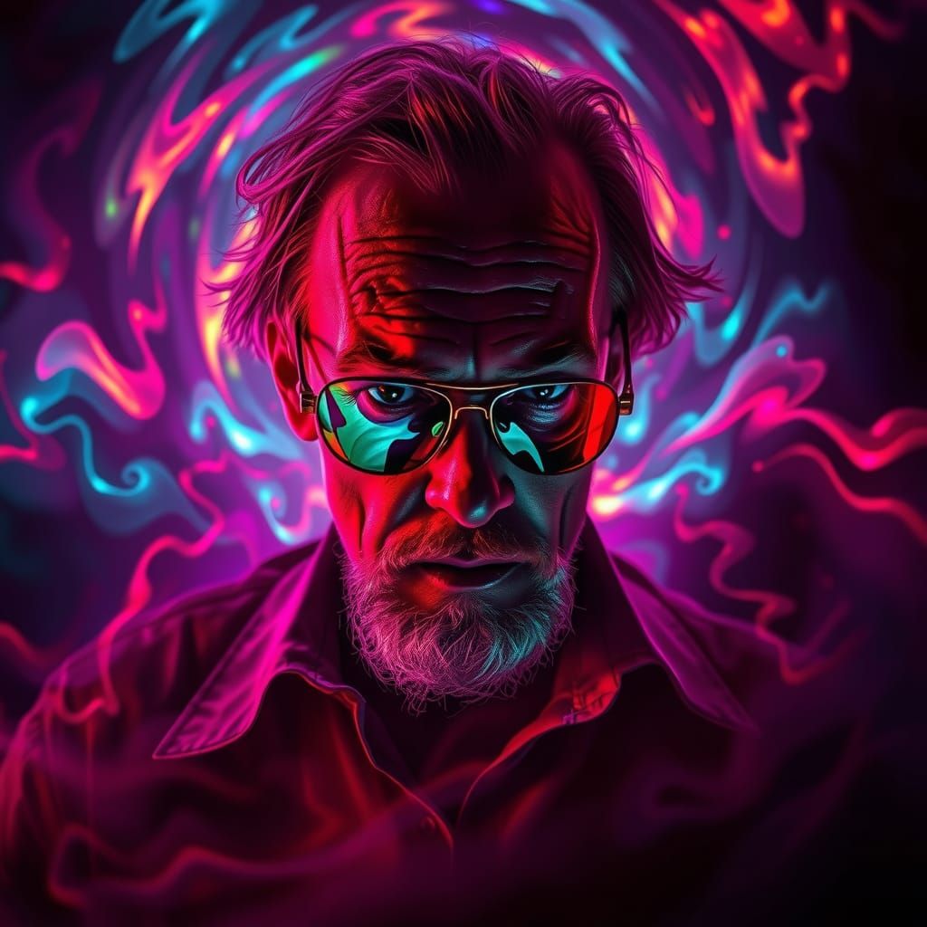 Hunter S. Thompson in a Swirling Psychedelic Vortex