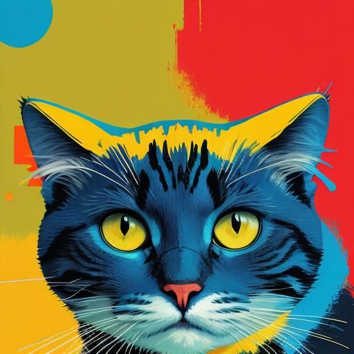 Pop Art Cat Screen Print in 8K Resolution