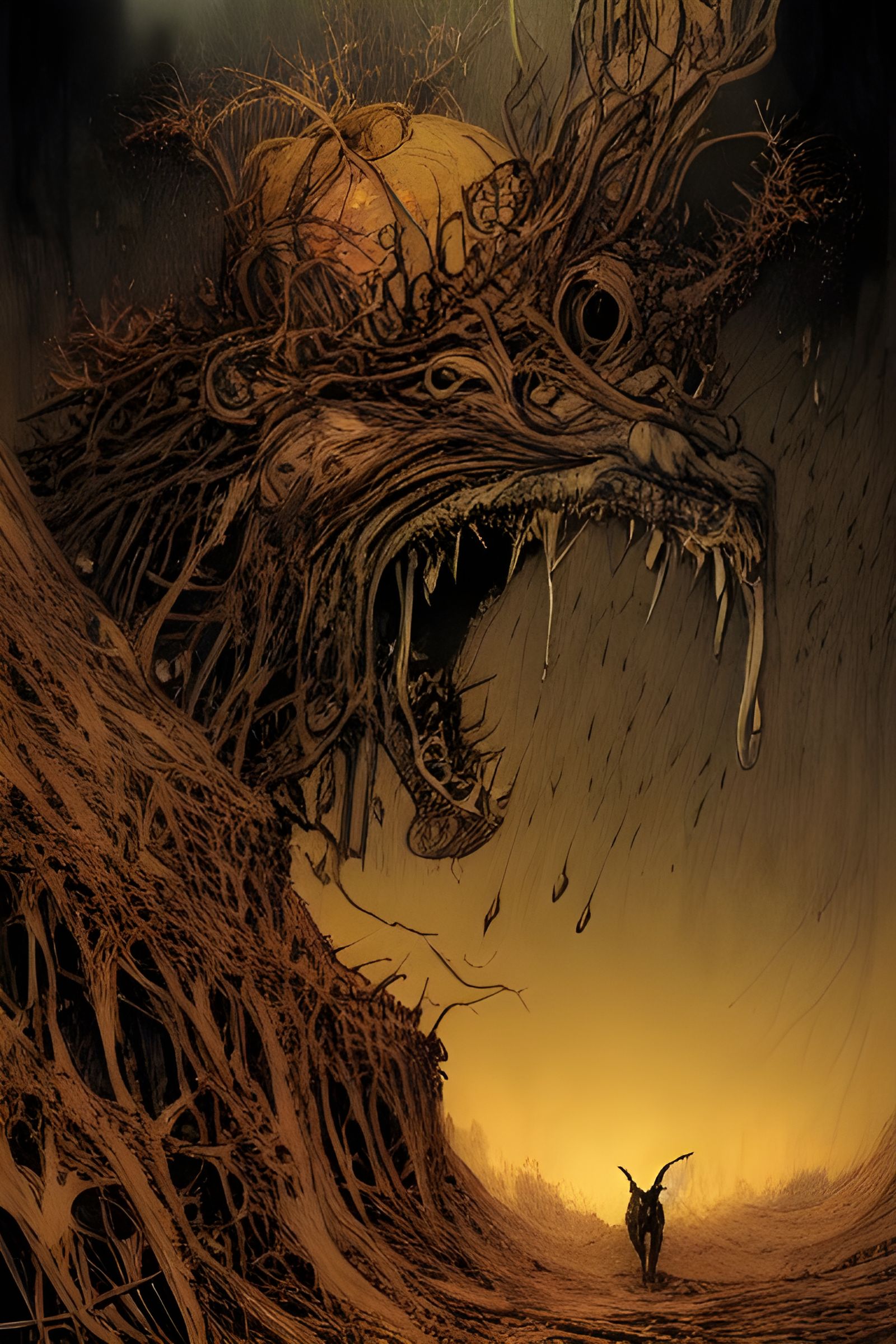 Cult of the Gazelle: A Dark Horror Illustration