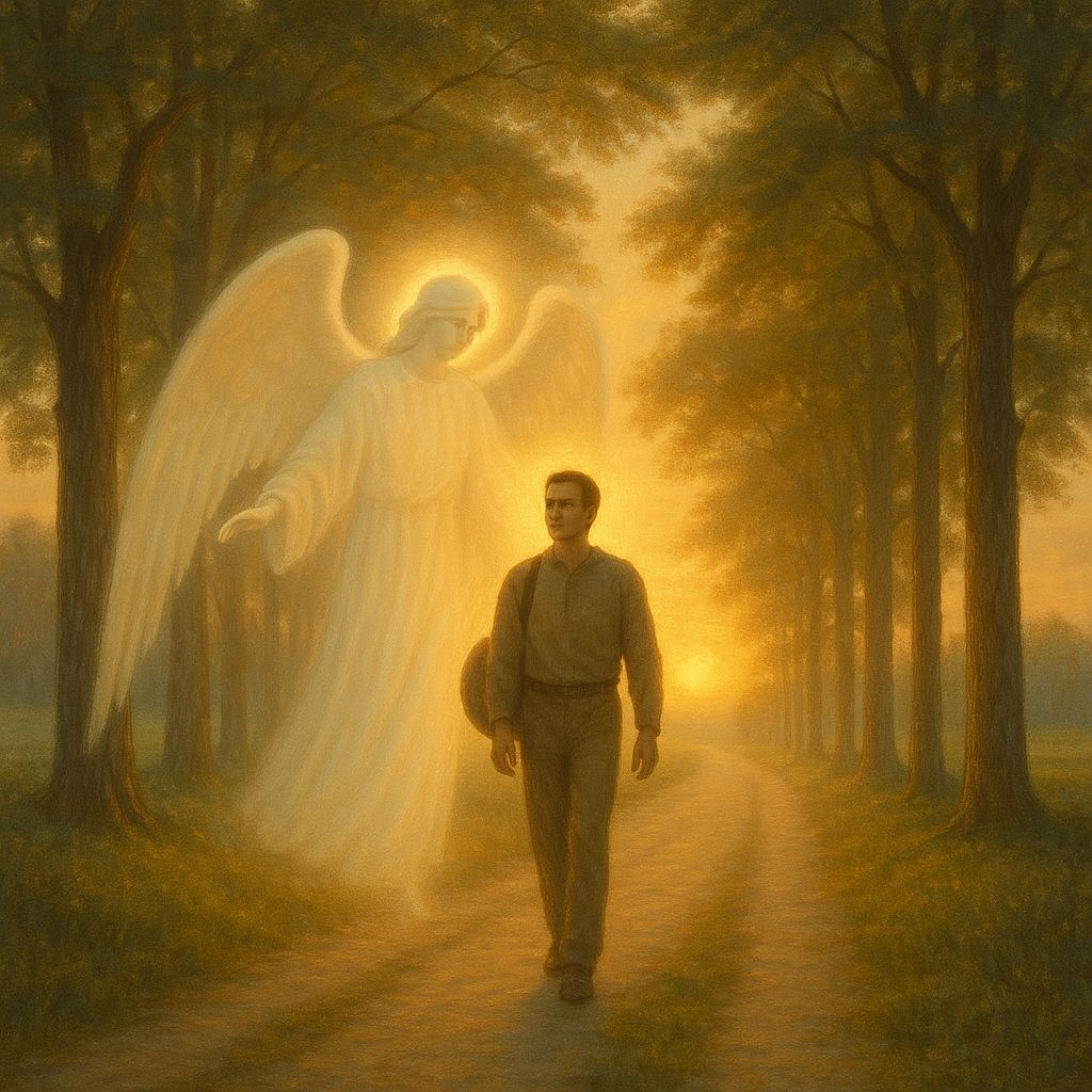 Angelic Protection on a Golden Sunrise Journey