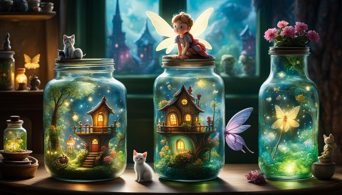 Luminescent Fairy Jars in a Burton-esque Watercolor