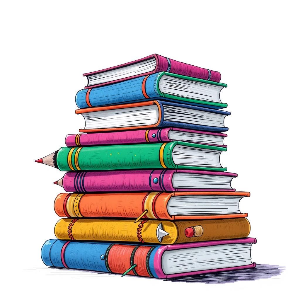 Whimsical Colorful Books in Childlike Style