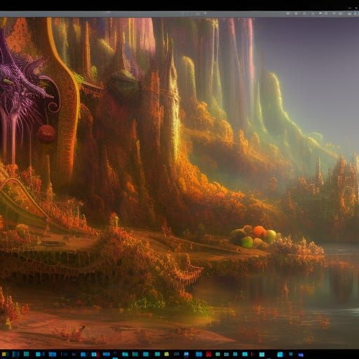 Fantastical Matte Painting of Happiness in Deep Color