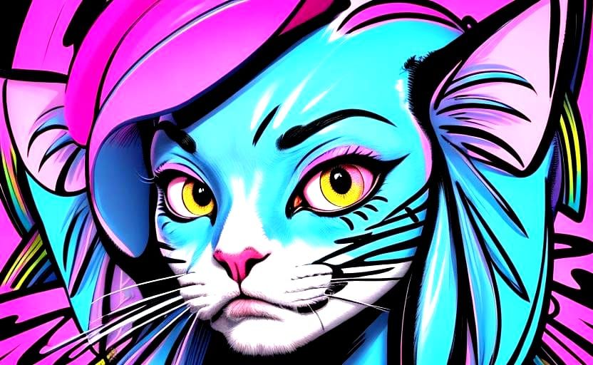 Colorful Sphynx Cat Portrait in Warhol Style